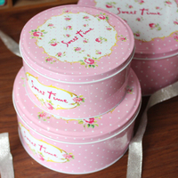 新款粉色Sweet 圆套三 收纳铁盒 糖果零食盒 烘焙手工曲奇饼干盒
