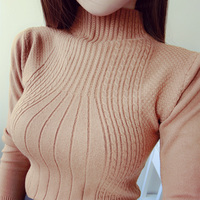 2015冬季新款韩版半高领超弹麻花纹显胸针织衫长袖毛衣女士打底衫