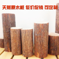 天然实木桩带皮木桩 木头 树段原木桩 杉木墩摆件 DIY木段 可定制