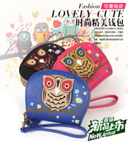 韩版女士钱包 手拿包女零钱包 新款可爱猫头鹰拉链小包 特价包邮