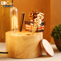 kc灯具 美式乡村原木实木个性创意台灯复古咖啡厅文艺北欧小台灯