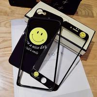 笑脸iphone7plus钢化膜全屏覆盖苹果6s手机膜黑色前后贴膜6带边框