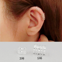 韩国个性潮s925纯银防过敏简约无耳洞环形耳骨夹夏饰品耳钉 男女