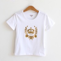 15夏新童装 儿童白色圆领短袖T恤 男童女童休闲T恤