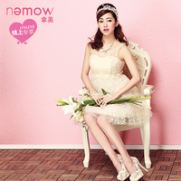 Nemow拿美南梦2015年夏季新款百褶收腰显瘦 蕾丝连衣裙EA5K344