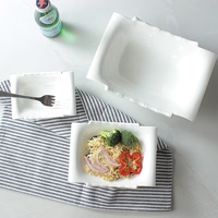 创意概念简约竹片纯白陶瓷碗餐具 面碗汤碗水果沙拉碗菜碗意面碗
