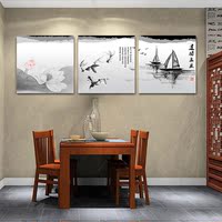 新中式现代客厅装饰画沙发背景墙壁挂画风景水墨三联画无框壁画