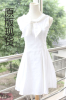 大喜自制独家原创 白色恋人赫本风 清纯复古显瘦棉麻白色连衣裙