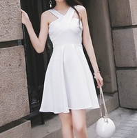 IU明星同款夏季连衣裙女韩版高腰学生公主裙白色中长款小清新裙子