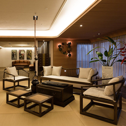 实木家具现代新中式仿古客厅禅意三人组合沙发茶楼定制