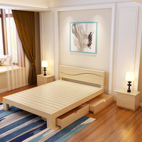 包邮松木双人床单人床成人床1.2米1.5米1.8简约儿童床实木床简易