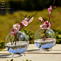 创意圆球透明玻璃花瓶花器插花器皿水培植物容器办公桌面装饰摆件