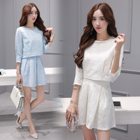 2016新款韩版秋装两件套连衣裙秋季套装裙雪纺短裙女装裙子