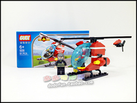 正品GUDI古迪9206巡查直升机火警消防小颗粒积木儿童拼装玩具礼物