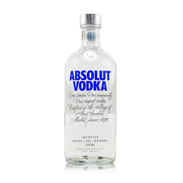 洋酒 瑞典绝对伏特加原味 Absolut Vodka500mL