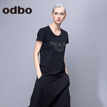 odbo/欧迪比欧2016秋季新品女装印花短袖衫女士T恤