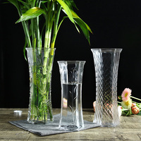 创意玻璃花瓶客厅透明花盆冰花工艺品家居水培摆件斜口干花插花器