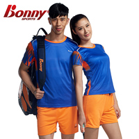 Bonny波力 夏男女款羽毛球服套装队服 圆领短袖运动T恤 网球服装