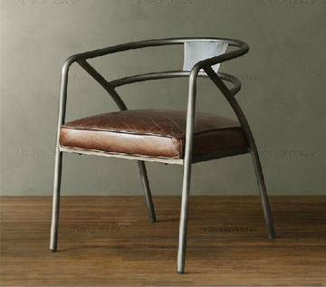 美式铁艺实木餐椅洽谈休闲椅子咖啡厅酒吧奶茶店复古沙发椅办公椅