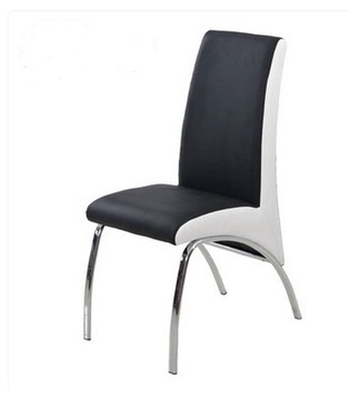兴伟家具 不锈钢PU皮餐椅 现代简约凳子 黑白超软家用餐桌椅组合