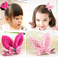 韩国小兔耳朵儿童发夹 可爱萌物宝宝头饰发饰品立体边夹 满18包邮