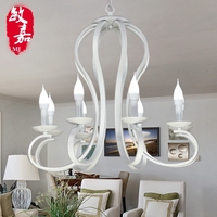 浪漫韩式田园蜡烛灯客厅吊灯简约铁艺设计卧室别墅餐厅白美式吊灯