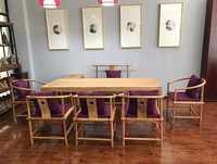 老榆木茶桌办公桌简约现代禅意新中式实木整装茶台功夫茶桌椅组合