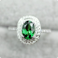 瑞拉珠宝 18K白金超闪顶级色沙弗莱石戒指 豪华双圈钻 定制