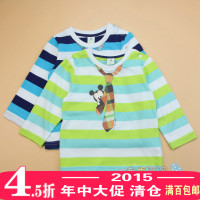 丽婴房专柜正品儿童装 2015春装新款男童韩版糖果色条纹长袖T恤衫