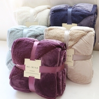 出口纯色毯子冬季加厚双层毛毯单双人羊羔绒保暖床单法兰绒盖毯