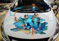 3D效果车头盖贴美人鱼装饰贴汽车贴纸机盖贴花 划痕改装外饰贴纸