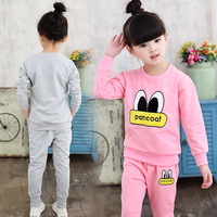 童装2016秋季新款韩版 女童中大童时尚休闲大眼睛字母两件套