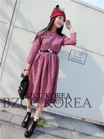 BZCCKOREA韩国进口秋冬款红色棉布面料点点图案连衣裙甜美可爱