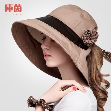 库茵前沿透明帽子女夏天时尚可折叠太阳帽户外防紫外线防晒遮阳帽