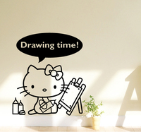hello kitty猫画画墙贴纸 公主房卧室床头蝴蝶结 凯蒂猫装饰贴画