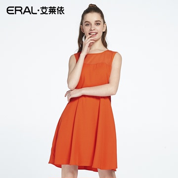 ERAL/艾莱依2017夏季新款圆领无袖纯色连衣裙女街头风36244-FXAA