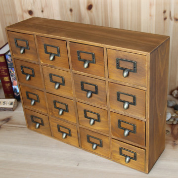 特价 zakka杂货 复古实木16格 收纳储物柜 十六抽屉木质分类盒子