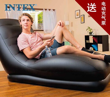 正品INTEX单人加大靠背懒人沙发 充气沙发 午休躺椅 折叠沙发加厚