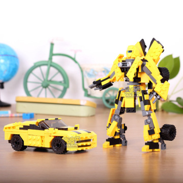 变形金刚 组装拼插塑料积木汽车机器人儿童玩具大黄蜂 多变积木