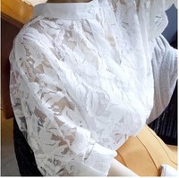 韩国甜美名媛范超美全蕾丝衬衣 透视花朵蝙蝠袖衬衫