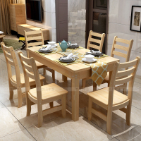 特价长方形实木餐桌松木餐桌一桌六椅四椅成套组合居家厨房必备