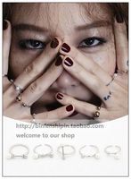 韩国进口 制作人 孔孝真同款珍珠火柴棒5件套戒指 指环