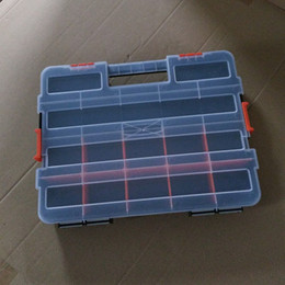 中号透明盖塑料五金工具箱 多格单层可拆卸盒 多功能可叠加收纳箱