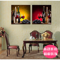 高档装饰画 客厅现代无框画 餐厅/客厅两联画 沙发背景墙壁画酒杯