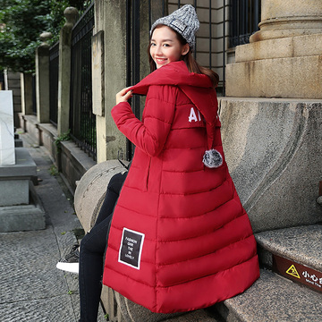 2016fivetozero秋冬新品女装韩版长款毛球加厚保暖棉衣外套棉服