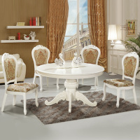 欧式餐桌圆桌 小户型实木圆餐桌椅组合 田园实木圆形餐台宜家家具