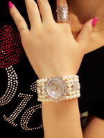 香港名媛正品SAVINA天然淡水珍珠 镶钻 甜美手蜀女表石英手表