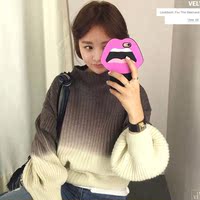 【KEEMDANI】韩国最新款 渐变灯笼袖立领兔绒针织毛衣