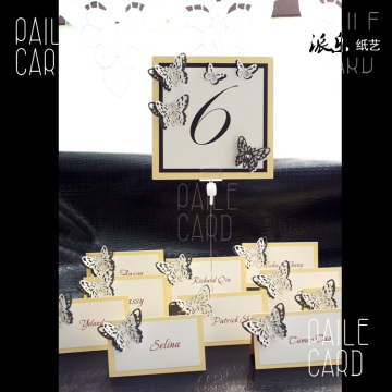 欧美桌卡夹架蝴蝶手工婚礼席位卡号码牌结婚庆卡片创意个性定制