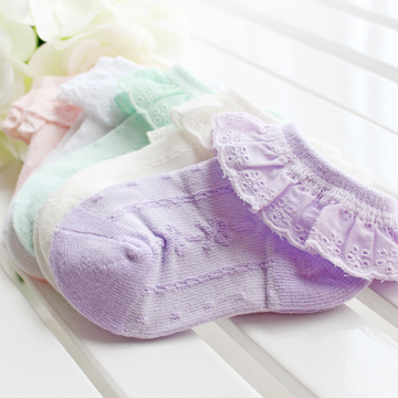 夏女童镂空花边短袜儿童网眼袜子宝宝花边袜婴儿纯棉花边袜船袜